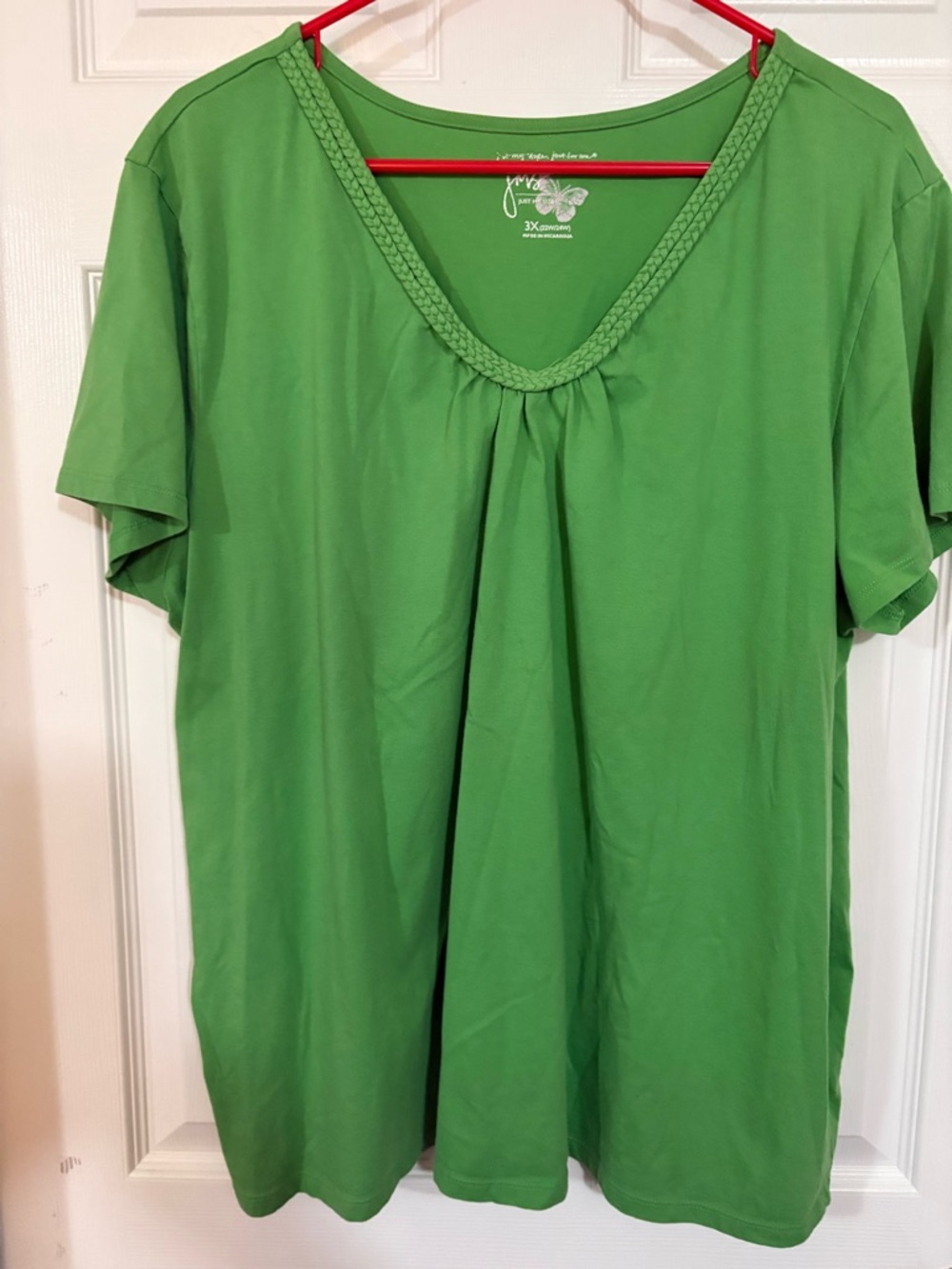 JMS 3x 22/24 grass green tunic top v-neck details on neck SS